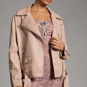 NWT Anthropologie Avec Les Filles Oversized Pink Moto Jacket - Size Medium